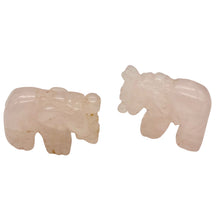 Load image into Gallery viewer, 2 Wild Hand Carved Rose Quartz Elephant Beads | 22x15x9mm | Pink