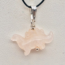 Load image into Gallery viewer, Pink Dinosaur Pendant Rose Quartz Stegosaurus and Silver Pendant 509258RQS | 21x11x8mm (Stegosaurus), 7.0mm (Bail Opening), 7/8" (Long) | Pink - PremiumBead Alternate Image 4
