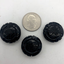 Load image into Gallery viewer, 3 Carved Long Life Obsidian Coin Beads - PremiumBead Alternate Image 3
