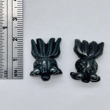 Load image into Gallery viewer, Wondrous 2 Carved Hematite Gold Fish Beads