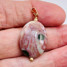 Load image into Gallery viewer, Ocean Jasper 14K Gold Filled Oval Pendant | 1 1/2" Long | Red/White | 1 Pendant|