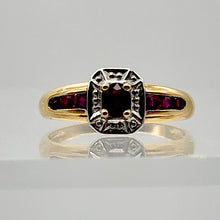 Load image into Gallery viewer, Seven Stone Natural Red Ruby in Solid 14Kt Yellow Gold Ring Size 6.5
