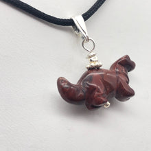 Load image into Gallery viewer, Brecciated Jasper Diplodocus Dinosaur with Silver Pendant 509259BJS | 25x11.5x7.5mm (Diplodocus), 5.5mm (Bail Opening), 7/8" (Long) | Red - PremiumBead Alternate Image 9