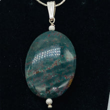 Load image into Gallery viewer, Rare Bloodstone Sterling Silver Oval Pendant with Quartz Crystal | 2" Long |