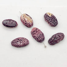 Load image into Gallery viewer, Purple Spine Oyster Shell Oval | 16x10x6 | Purple Orange | 6 Bead(s)
