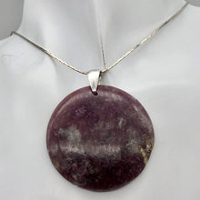 Load image into Gallery viewer, Natural Lepidolite Large Round Sterling Silver Pendant | 45mm | 2 1/16" Long |