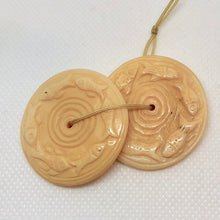 Load image into Gallery viewer, Pair of Carved Fish Coin Bone Donut Beads 36x5mm 10745 - PremiumBead Alternate Image 4