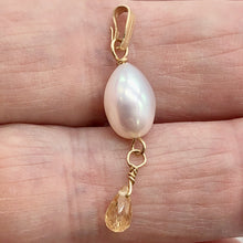 Load image into Gallery viewer, Pearl Topaz 14K Gold Filled Drop/Dangle Pendant | 1 1/4" Long | White/Pink | 1 |