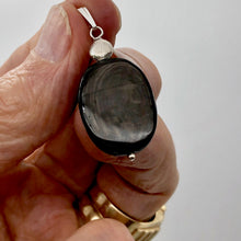 Load image into Gallery viewer, Hypersthene Sterling Silver Pendant |1 3/4 inch long | Silver-black | Oval |