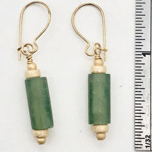Load image into Gallery viewer, Lush Nephrite Jade 12x6mm Bead 14K Gold Filled Earrings | Green | 1 1/2" Long |