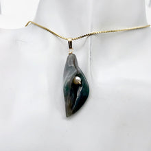 Load image into Gallery viewer, Fancy Jasper Calla Lily 14K Gold Filled Pendant | 1 3/4" Long | Green |