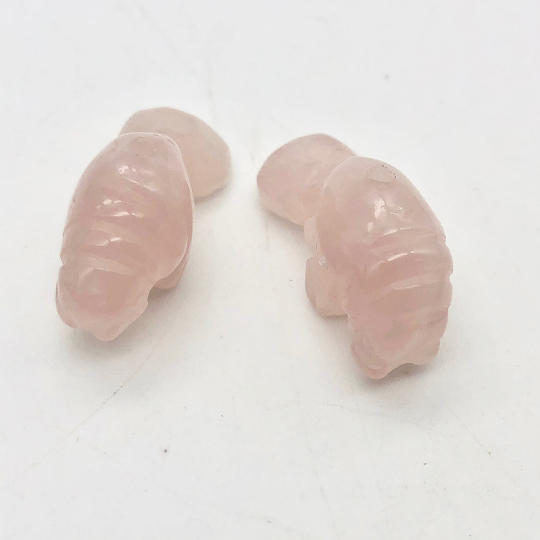 Grace 2 Carved Icy Rose Quartz Manatee Beads | 21x11x9mm | Pink - PremiumBead Primary Image 1