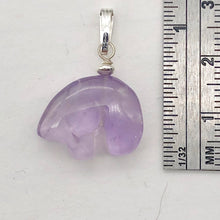 Load image into Gallery viewer, Amethyst Sterling Silver Zuni Bear Drop Pendant | 1" Long | Purple |