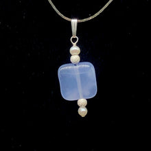 Load image into Gallery viewer, Blue Chalcedony FW Pearl Sterling Silver Drop Pendant | 1 5/8" Long |