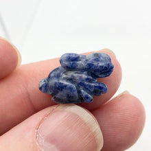 Load image into Gallery viewer, Hoppity 2 Hand Carved Sodalite Bunny Rabbit Beads | 21.5x12x9mm | Blue w/White - PremiumBead Alternate Image 2