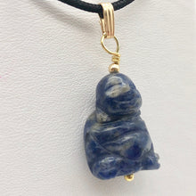 Load image into Gallery viewer, Namaste Hand Carved Sodalite Buddha and 14K Gold Filled Pendant, 1.5" Long - PremiumBead Primary Image 1