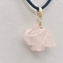 Load image into Gallery viewer, Trumpeting Rose Quartz Elephant Pendant Necklace | Animal Jewelry | 14K Pendant