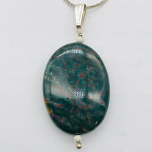 Load image into Gallery viewer, Rare Bloodstone Sterling Silver Oval Pendant with Quartz Crystal | 2" Long |