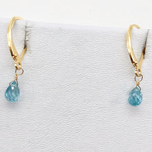 Load image into Gallery viewer, Faceted 6x4mm Blue Zircon 14Kgf Drop Earrings | 1" long | Blue | - PremiumBead Primary Image 1