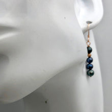 Load image into Gallery viewer, Shinning Teal Fresh Water Pearl 14K Rose Gold Filled Earrings | 1 3/8" long |