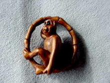 Load image into Gallery viewer, Swingin Carved & Signed Boxwood Monkey Ojime/Netsuke Bead | 22x21x11m | Brown - PremiumBead Alternate Image 3
