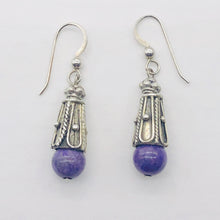 Load image into Gallery viewer, Sugilite Sterling Silver Drop Earrings | 1 1/2" Long | Purple | 1 Pair |