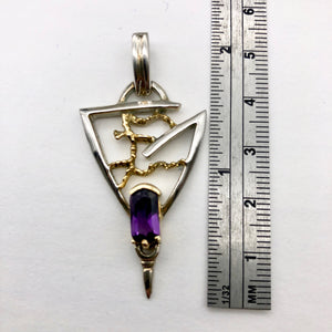 Amethyst Sterling Silver Pendant with 18K Gold Accent - PremiumBead Alternate Image 9