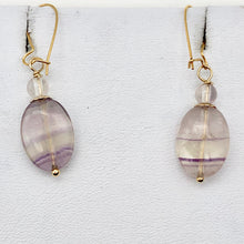 Load image into Gallery viewer, Enchanting Fluorite 15x10mm Bead Dangle 14K Gold Filled Earrings! | 1 1/2" Long|
