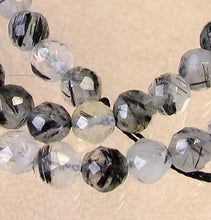 Load image into Gallery viewer, Shine! Natural Untreated Tourmalated Quartz Faceted Round Bead Strand | 6 mm |