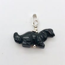Load image into Gallery viewer, Obsidian Diplodocus Dinosaur with Sterling Silver Pendant 509259OBS | 25x11.5x7.5mm (Diplodocus), 5.5mm (Bail Opening), 7/8" (Long) | Black - PremiumBead Alternate Image 3