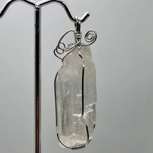Load image into Gallery viewer, Kunzite Wire-Wrap Clear Crystal Sterling Silver Pendant | 2 1/4 Inch Long |