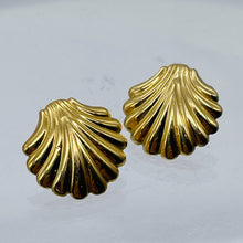 Load image into Gallery viewer, Gold Sea Shell 14K Post Earrings | 5/8" Long | Gold | 1 Pair Earrings |