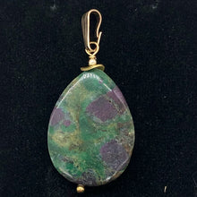 Load image into Gallery viewer, Natural Ruby Zoisite and 14K Gold Filled Pendant | 2" Long | Green/Red |