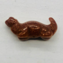 Load image into Gallery viewer, Dinosaur Carved Goldstone Diplodocus Figurine | 25x11.5x7.5mm | Gold sparkle Red