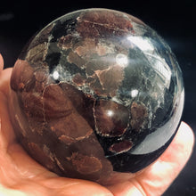 Load image into Gallery viewer, Astrophyllite Garnet Scry Sphere Round | 3" | Red/Black | 1 Sphere |