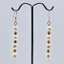 Load image into Gallery viewer, Faceted Pearl 14K Rose Gold Filled Dangle Earrings | 2" Long | White | 1 Pair |