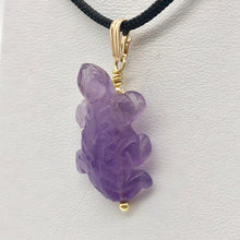 Load image into Gallery viewer, Charming Carved Natural Amethyst Lizard and 14K Gold Filled Pendant 509269AMG - PremiumBead Alternate Image 4