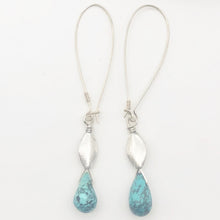Load image into Gallery viewer, Natural Blue Turquoise and Sterling Silver Earrings And Pendant Set