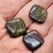 Load image into Gallery viewer, 3 Natural Tiger Iron 20x20x6mm Square Beads 8821
