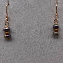 Load image into Gallery viewer, Delicate Rainbow Platinum 14k Rose Gold Filled Pearl Earrings | 7/8 inch drop |