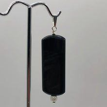 Load image into Gallery viewer, Hypersthene, Flat Rounded Rectangle Dangle Pendant| 2 1/2 ' Long | Black/Silver|