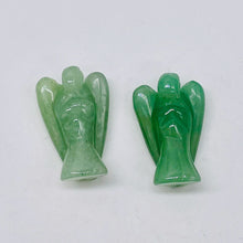 Load image into Gallery viewer, 2 Loving Hand Carved Green Aventurine Guardian Angels 9284AV | 21x14x8mm | Green