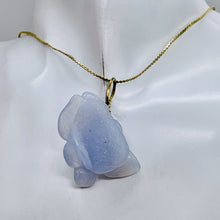 Load image into Gallery viewer, Chalcedony 14K Gold Filled Druzy Crystal Flower Pendant | 1 3/4" Long | Blue |