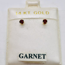 Load image into Gallery viewer, Garnet 14K Gold Faceted 3mm Round Post Earrings | 3mm | Red | 1 Pair |