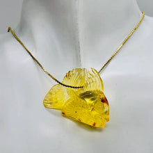 Load image into Gallery viewer, Amber Beautifully Carved Fish | 37x30x8 mm | Yellow | 1 Pendant Figurine |