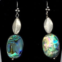 Load image into Gallery viewer, Abalone Sterling Silver Drop Earrings | 2 1/4" Long | Blue | 1 Pair Earrings |