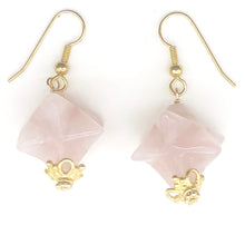 Load image into Gallery viewer, Rose Quartz 14K Gold Filled Merkaba Star | 1.75" Long | Pink | 1 Earrings