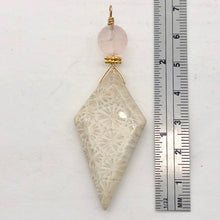 Load image into Gallery viewer, Fossilized Coral Kite Kunzite 14K Gold Filled Pendant | 2 3/4" | White, Black |