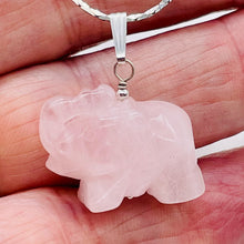 Load image into Gallery viewer, Trumpeting Rose Quartz Elephant & Solid Sterling Silver Pendant 508570S