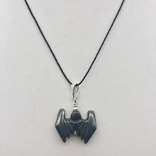 Load image into Gallery viewer, Halloween Hand Carved Hematite Bat Sterling Pendant 509251HMS - PremiumBead Alternate Image 3